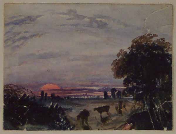 Landscape with Cows at Sunset